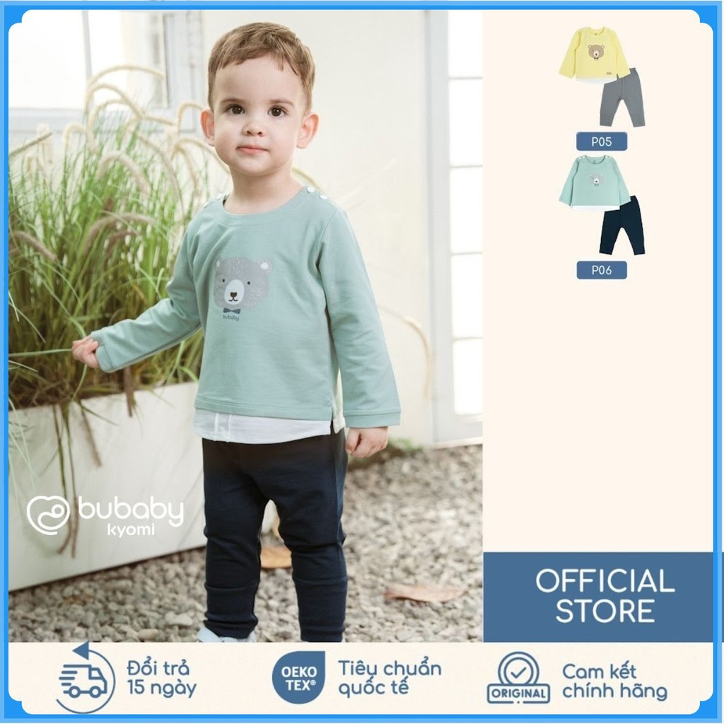 (6M-24M) Bộ dài tay cài vai Thu êm Bubaby Cotton BCT110109 | Quần áo chính hãng