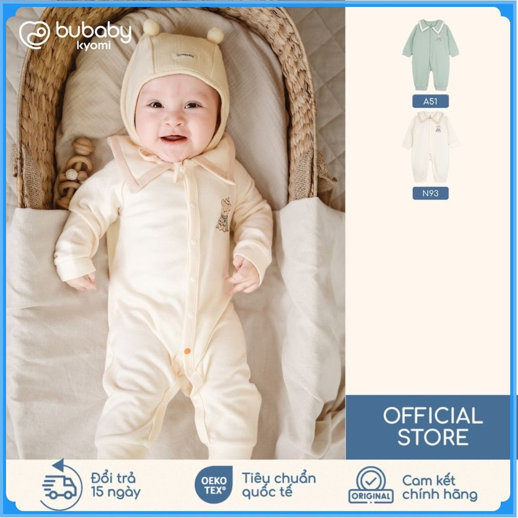 (0M-9M) Body dài tay cài giữa Thu êm Bubaby Cotton BCT210201 | Body chính hãng