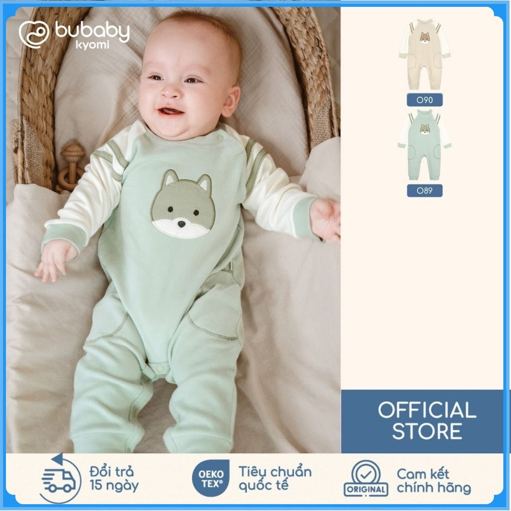 (3M-12M) Body dài tay cài vai Thu êm Bubaby Cotton BCT210100 | Đồ chính hãng