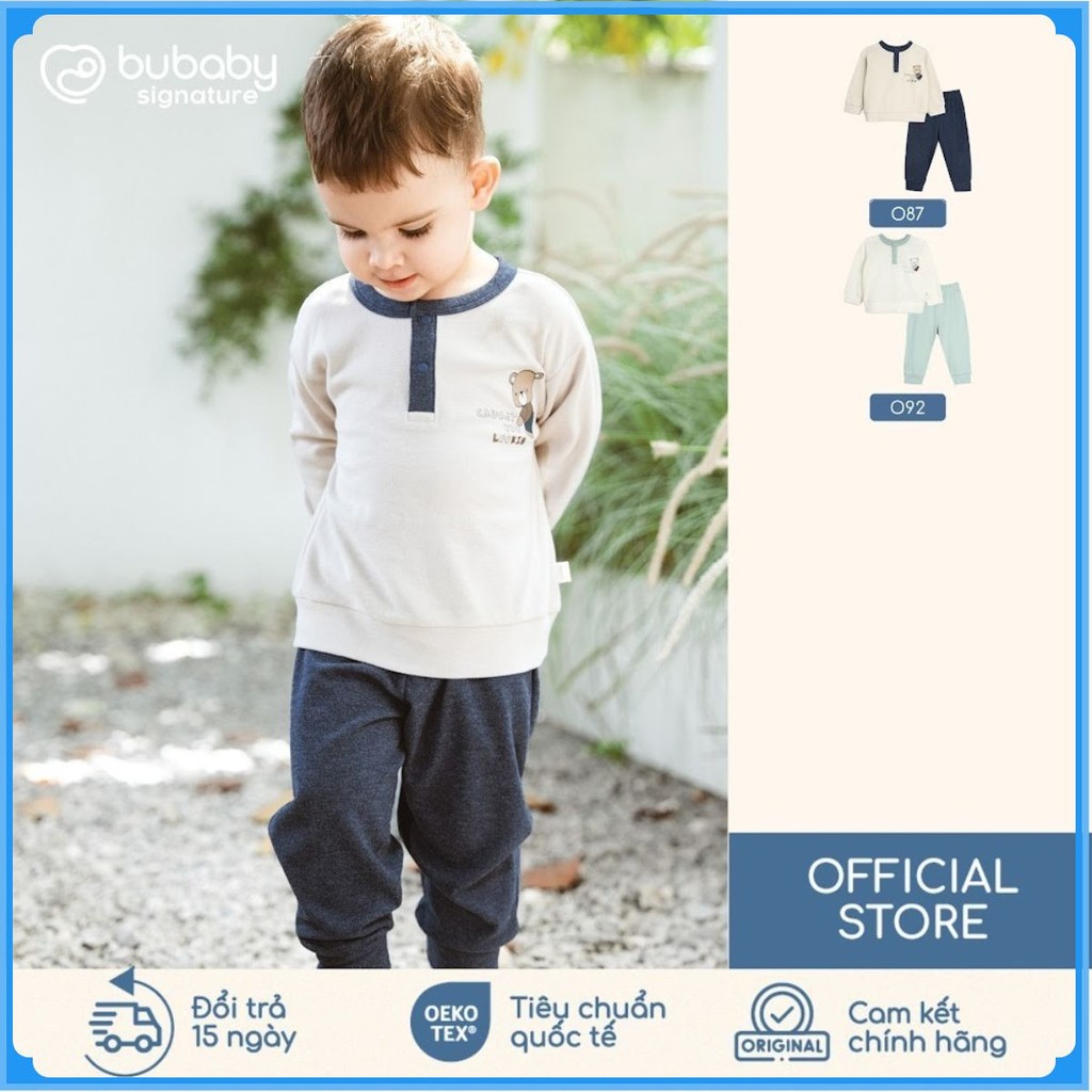 (6M-24M) Bộ dài tay cổ trụ Thu đông Bubaby Cotton BCT110303 | Quần áo BU chính hãng