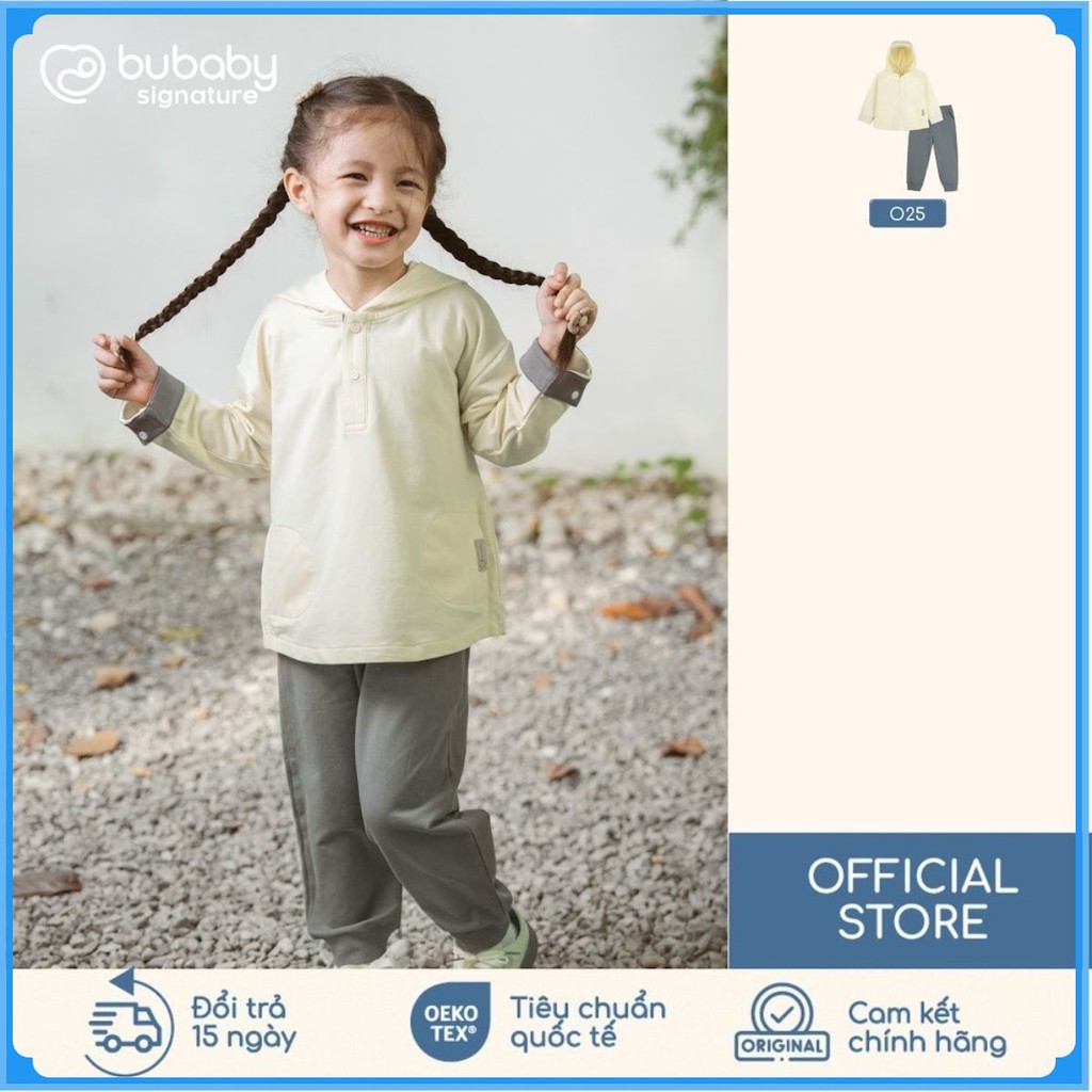 (6M-4Y) Bộ dài tay cổ trụ, có mũ Thu đông Bubaby Cotton BCT110304| Quần áo chính hãng