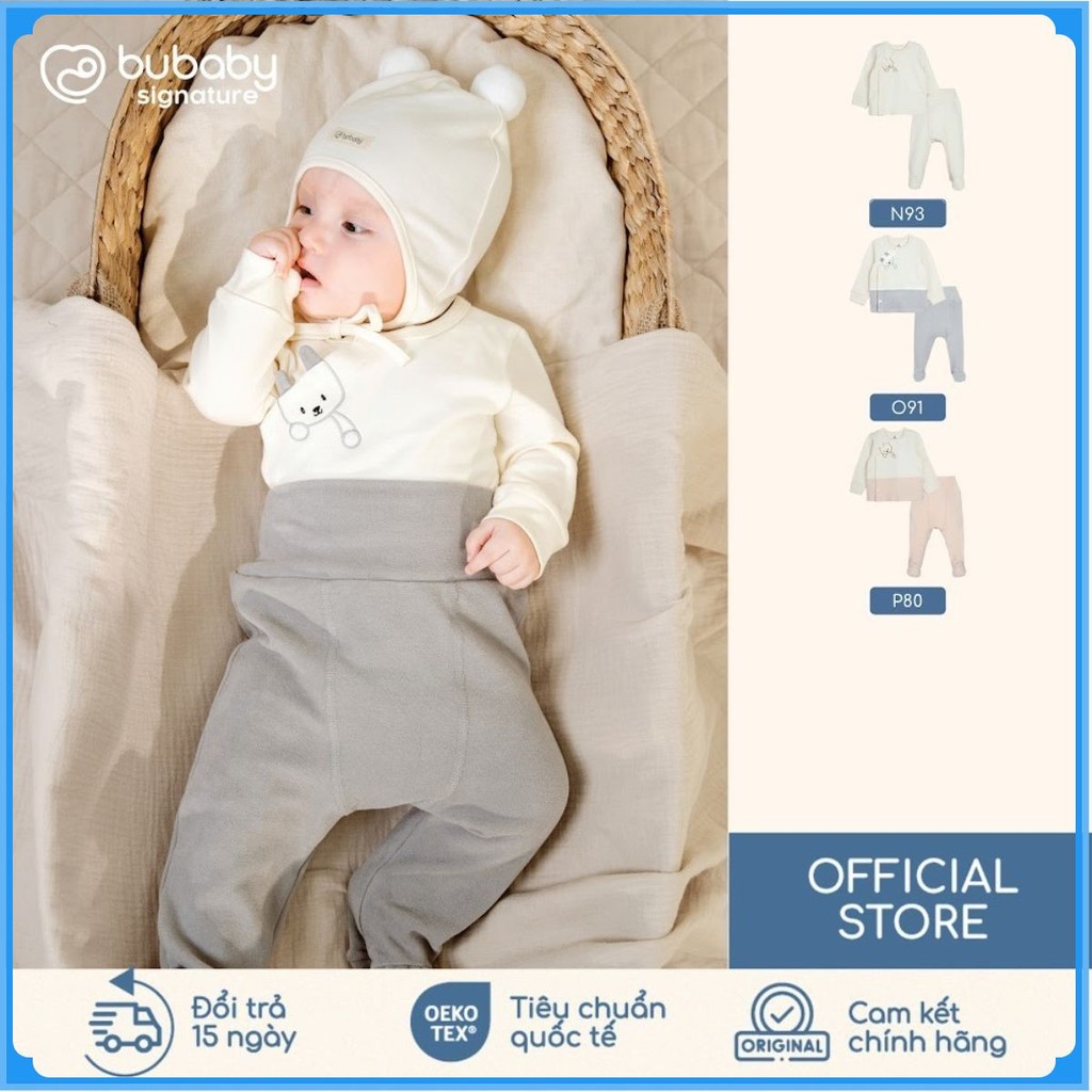 (NB-3M) Bộ dài tay cài chéo Bubaby Cotton BCT110804 | BU Baby Chính hãng