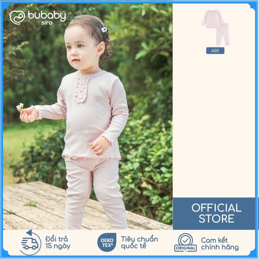 (6M-5Y) Bộ dài tay cổ trụ bèo Thu êm Bubaby Siro Jacquard BU Baby BSR110306 | Quần áo BU Baby chính hãng