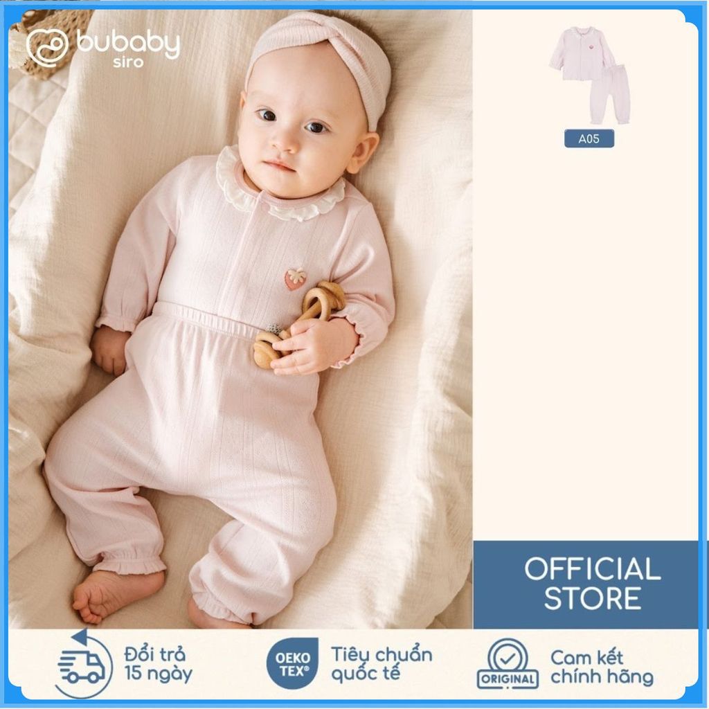 (1M-12M) Bộ dài tay cài giữa bèo cổ mùa Thu êm Siro Jacquard BU Baby BSR110210 | Quần áo chính hãng