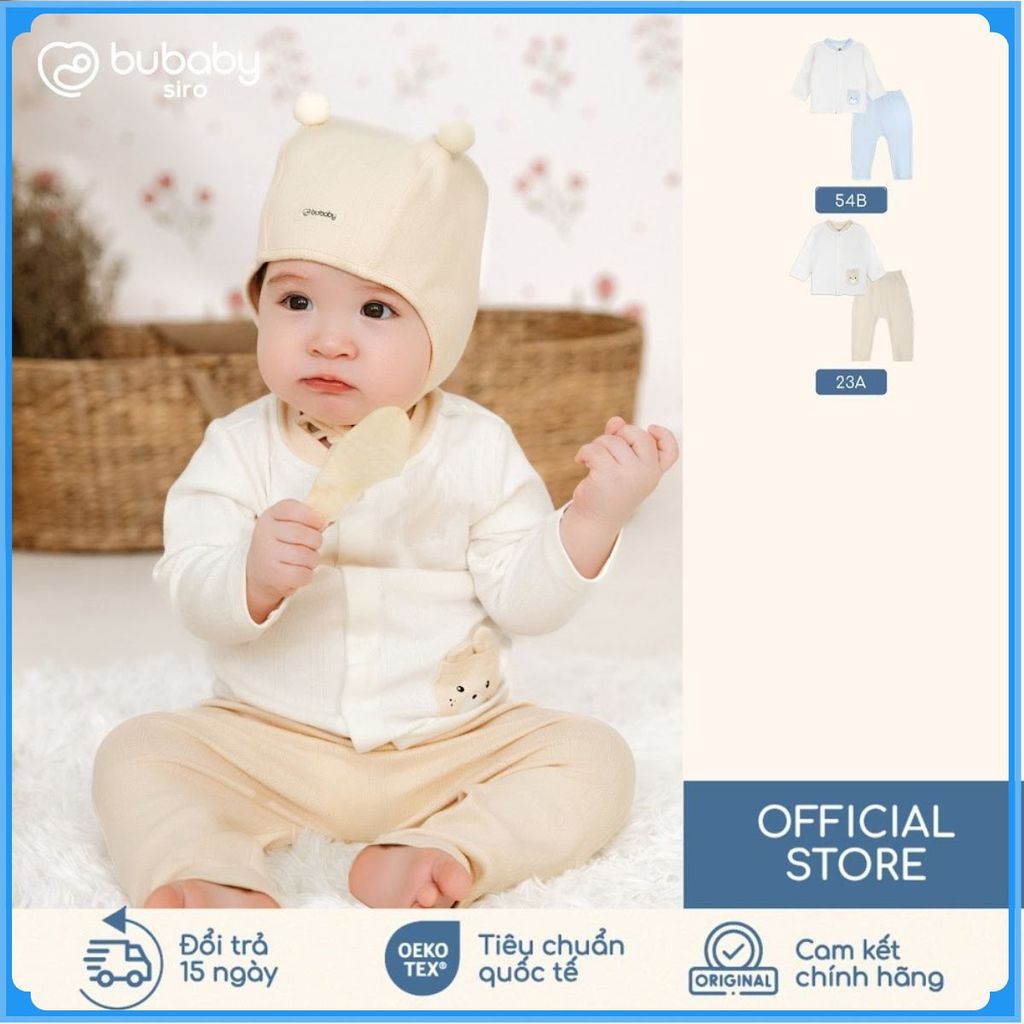 (1M-12M) Bộ dài tay cài giữa Mùa Thu êm cổ tàu BU Baby Siro BSR110209 | Quần áo chính hãng