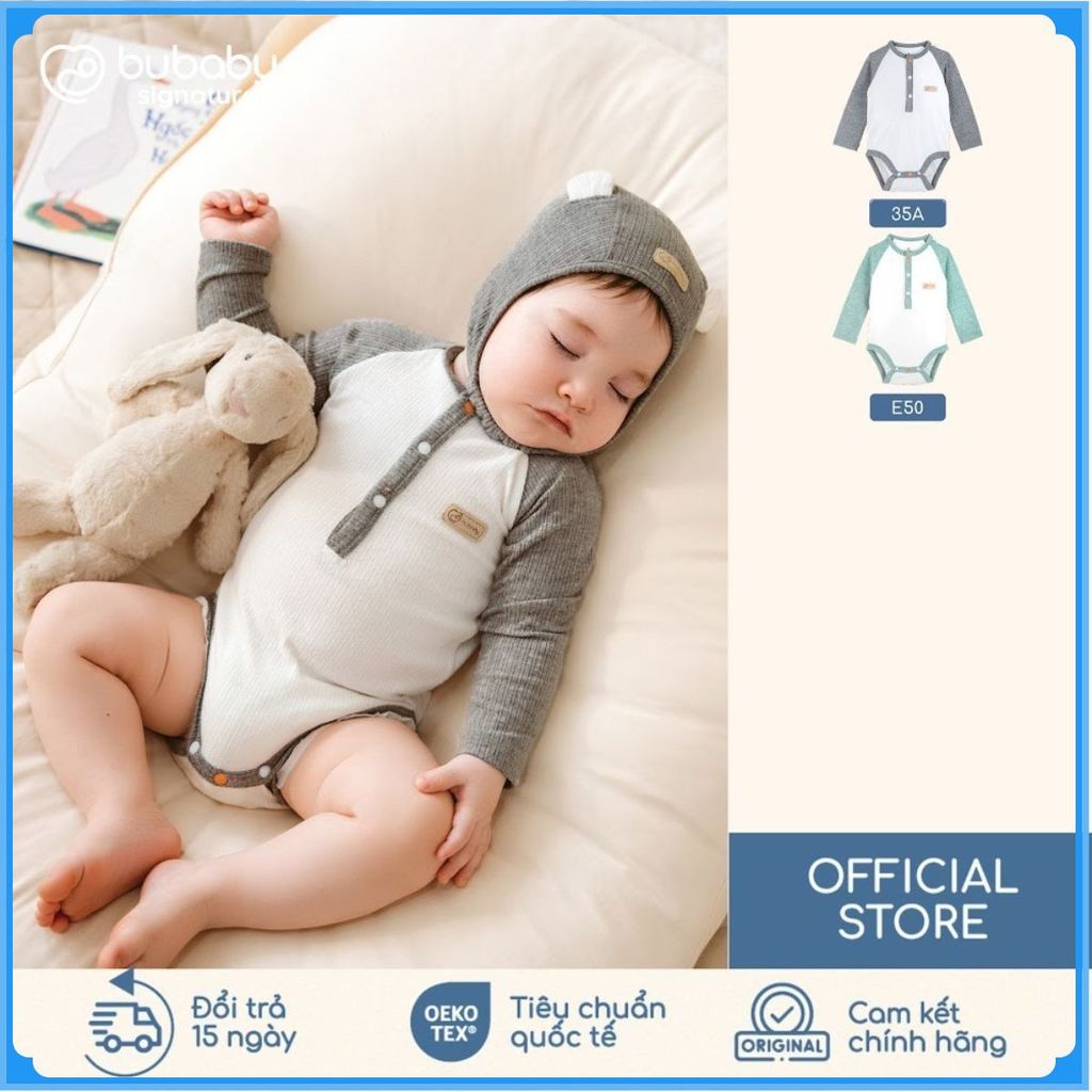 (1M-12M) Body chip dài tay cổ trụ Mùa Thu êm  Bubaby Lennie  BWL210300 | Body chính hãng
