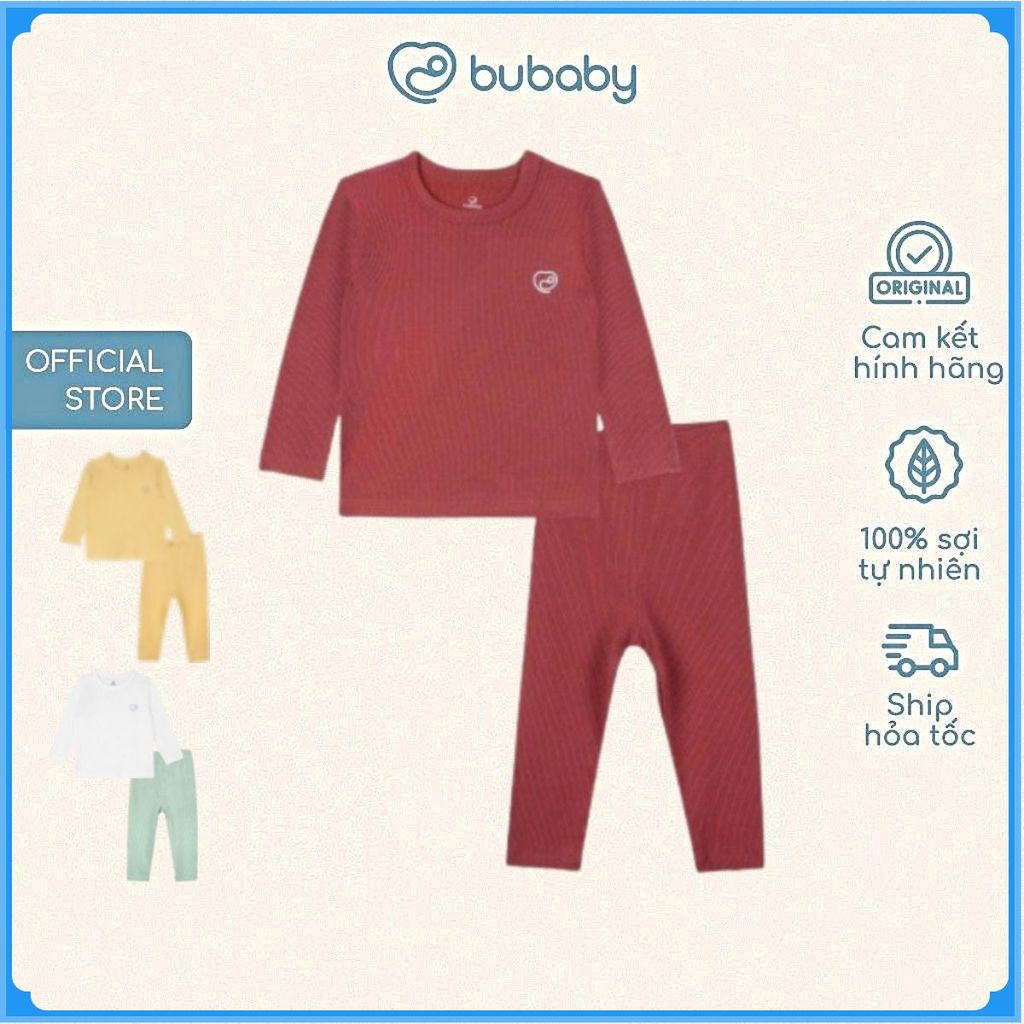 (6M-5Y) Bộ dài tay cổ tròn BUBABY Vải  Mềm mát Signature Cao Cấp Cho Bé