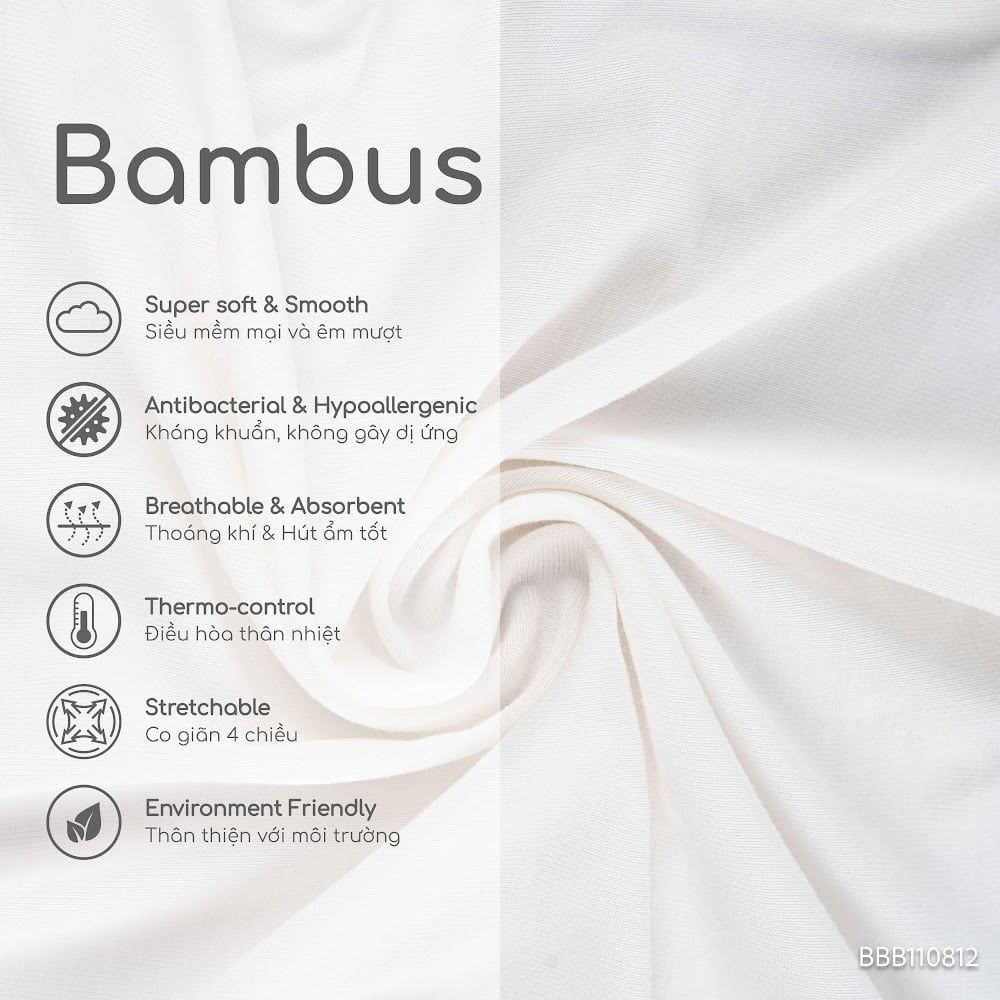 BU Baby (NB-3M) Bộ dài tay cài chéo BU Bambus BBB110812 | Quần áo chính hãng