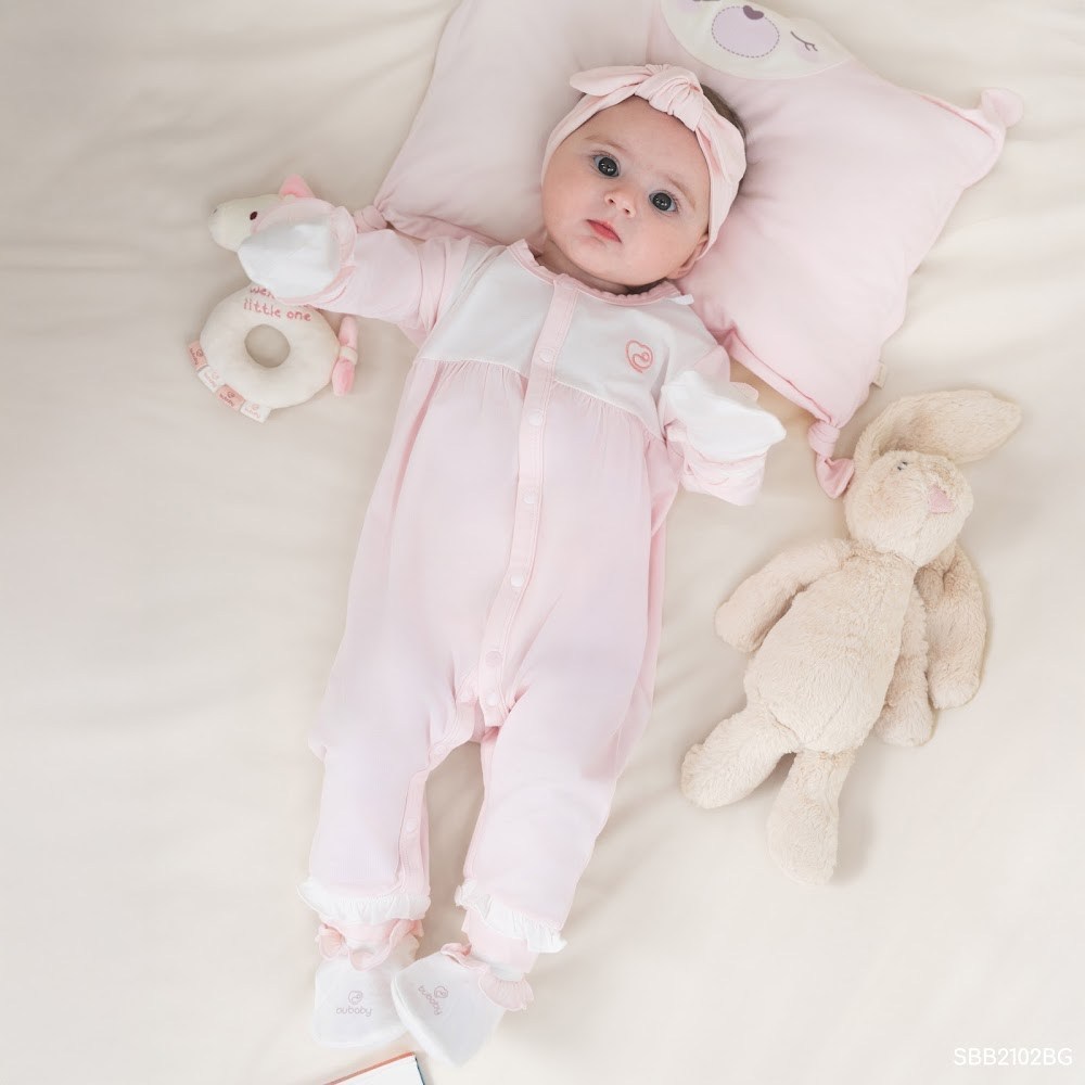 BU Baby (0M-3M) Body dài tay cài giữa bé trai bé gái Viscose Cotton SVC2102BT |Body sơ sinh chính hãng
