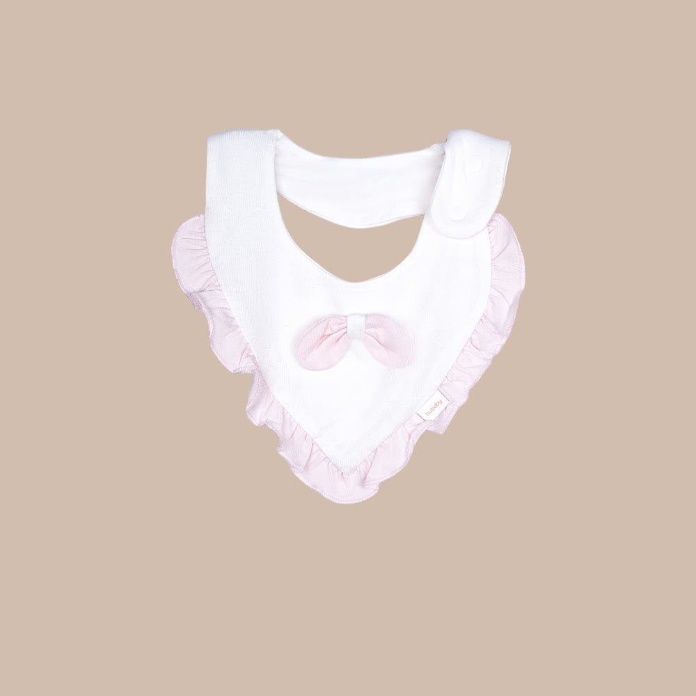 BU Baby Set phụ kiện Yếm cài lệch viền bèo, Băng đô, bao tay chân bé gái Bamboo ABB0 | Phụ kiện chính hãng