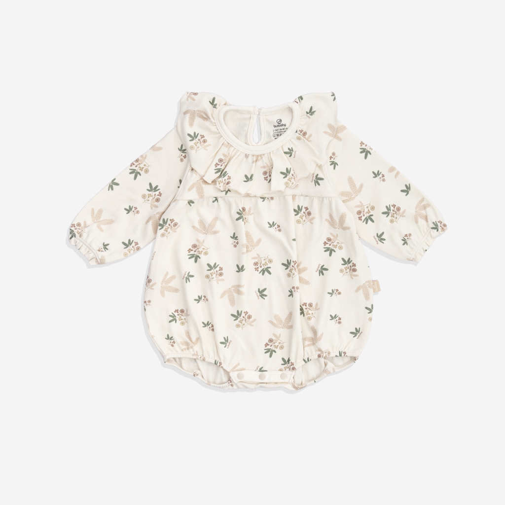 (1M-12M) Bộ đồ liền thân dài tay cài sau cổ bèo Mimo - BCT211002 | Quần áo BU Baby chính hãng