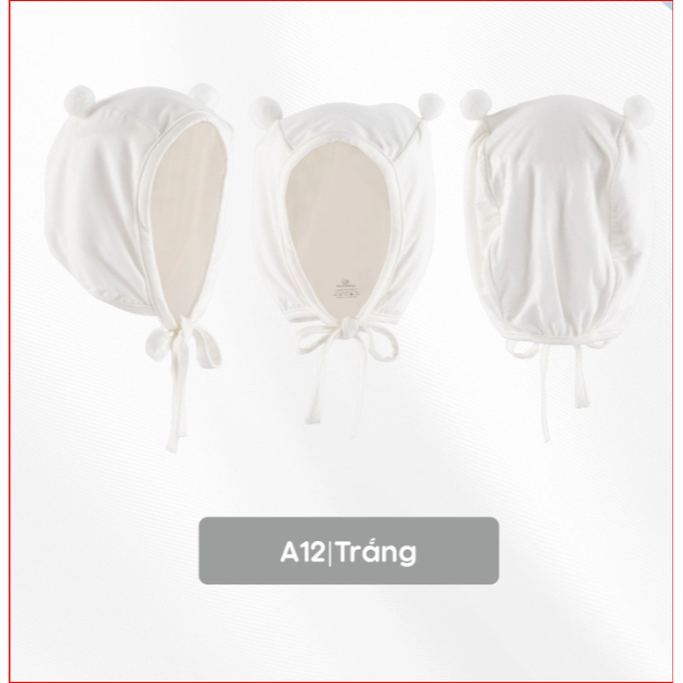 BU Baby (0-12M) Mũ Buộc dây Quả bông ABC1943QB Muda cho bé trai, bé gái  sơ sinh - Bamco  - Mũ bu baby - Mũ Bu sơ sinh