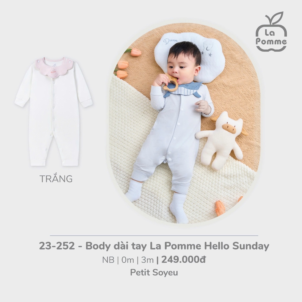 LaPom Body Dài Tay La Pomme Hello Sunday Chât Petit - Đồ sơ sinh cho bé - Đồ sơ sinh bé trai - Baby - Đồ sơ sinh bé gái