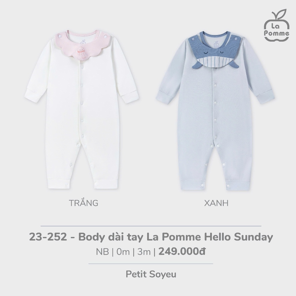 LaPom Body Dài Tay La Pomme Hello Sunday Chât Petit - Đồ sơ sinh cho bé - Đồ sơ sinh bé trai - Baby - Đồ sơ sinh bé gái