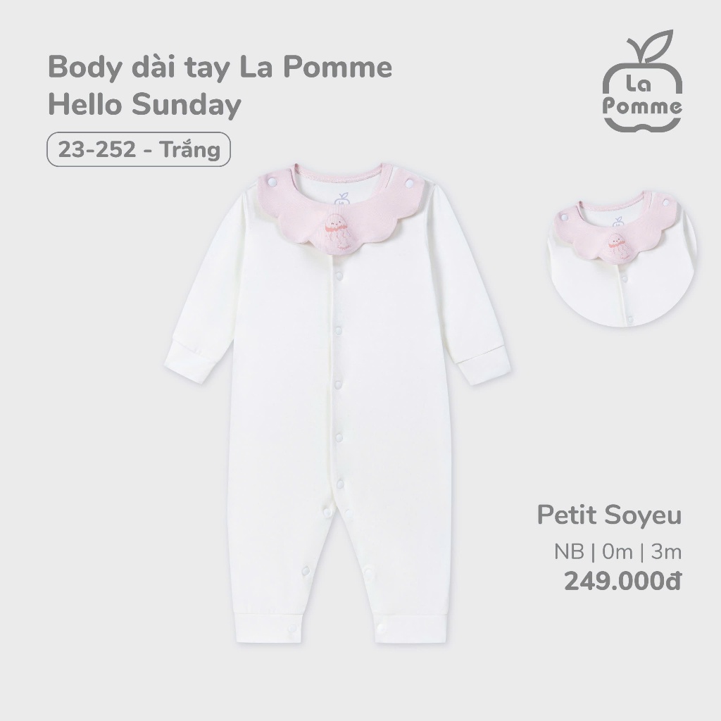 LaPom Body Dài Tay La Pomme Hello Sunday Chât Petit - Đồ sơ sinh cho bé - Đồ sơ sinh bé trai - Baby - Đồ sơ sinh bé gái