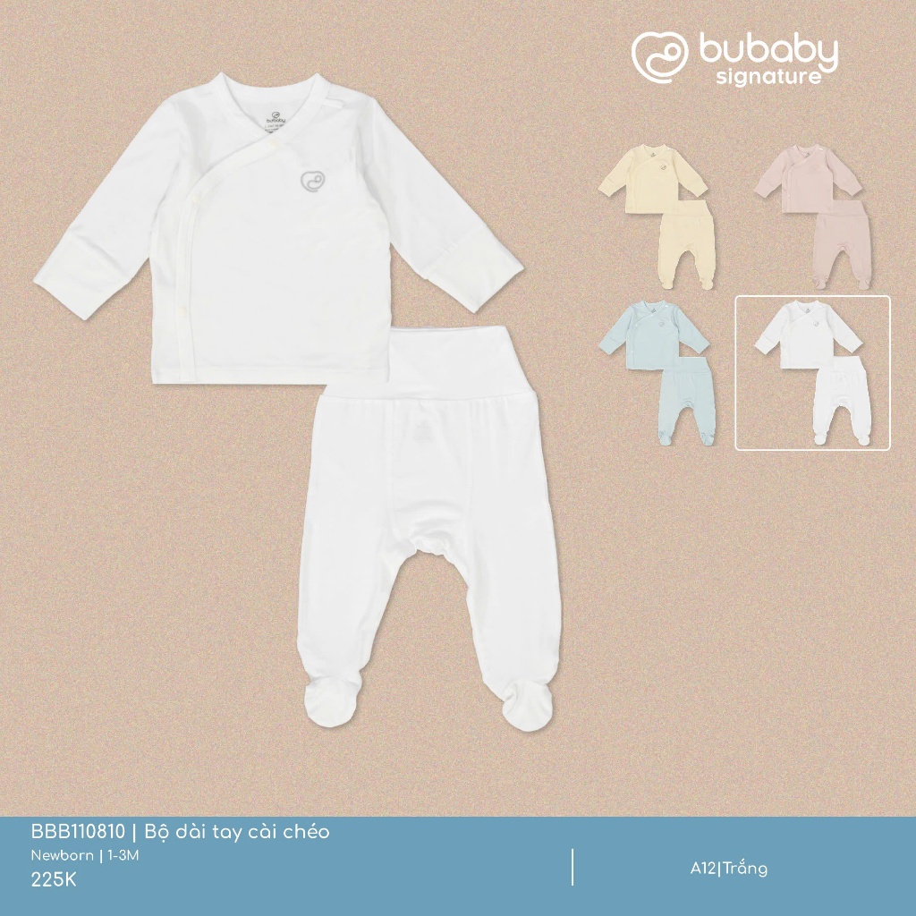 (NB-3M) Bộ dài tay cài chéo Bambus - BBB110810 | Quần áo BU Baby Chính hãng
