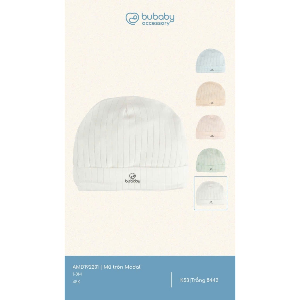 (1M-3M) Mũ Tròn Modal Cho Bé Sơ Sinh - AMD192201 | Phụ kiện BU Baby Chính hãng