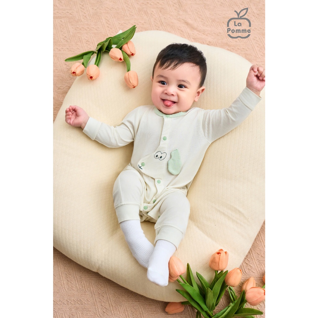 LaPom Body dài tay La Pomme Happy Morning - Đồ sơ sinh cho bé - Đồ sơ sinh bé trai - Baby - Đồ sơ sinh bé gái