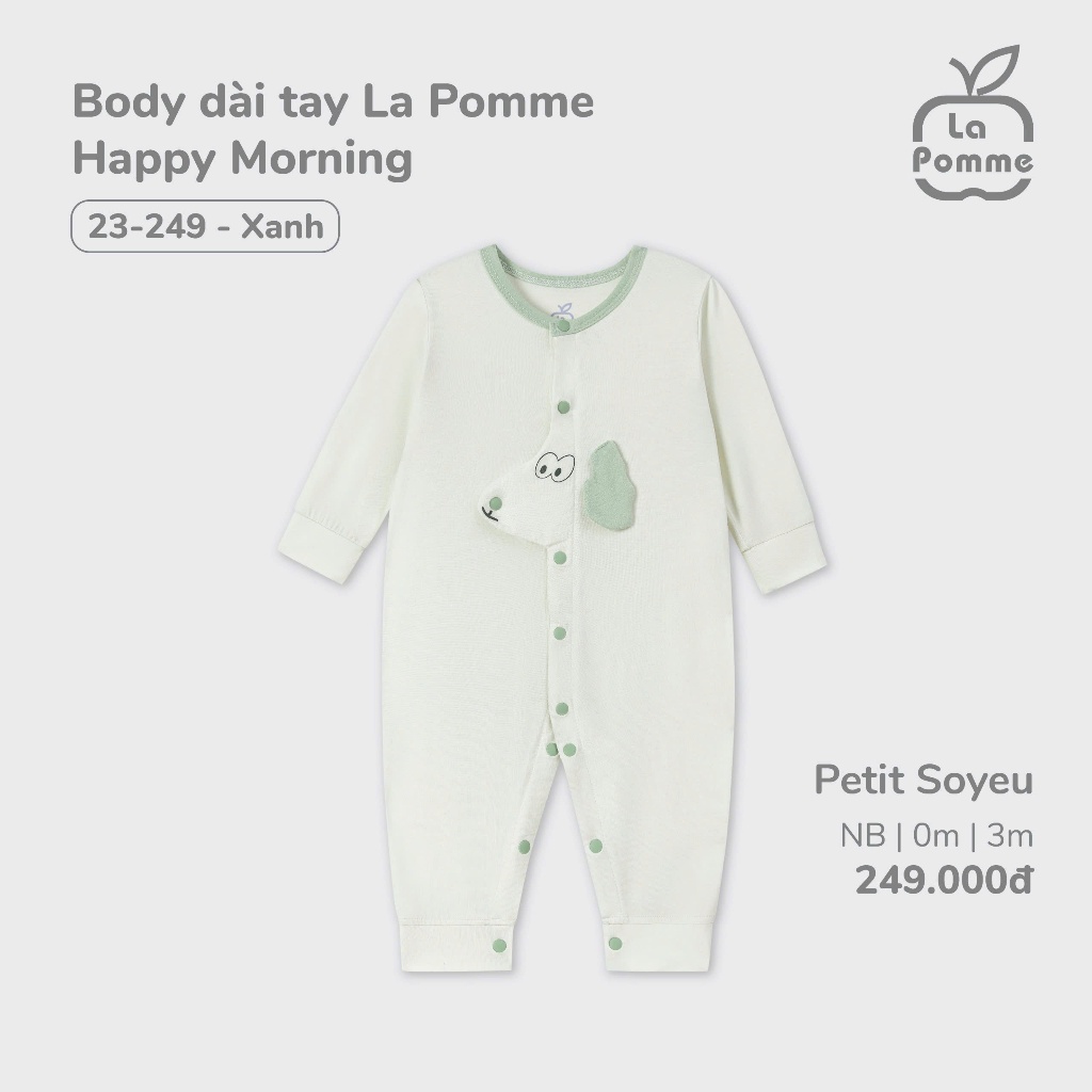 LaPom Body dài tay La Pomme Happy Morning - Đồ sơ sinh cho bé - Đồ sơ sinh bé trai - Baby - Đồ sơ sinh bé gái