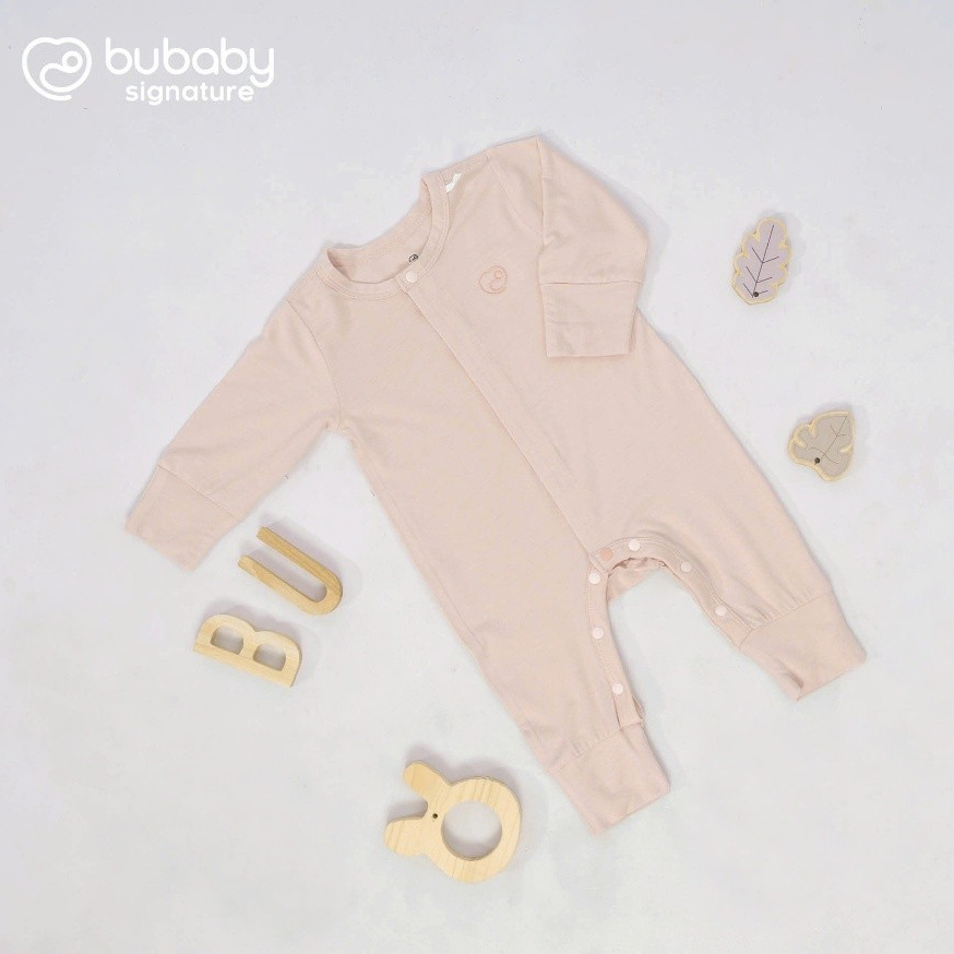 (NB-3M) Body dài tay cài giữa Bao tay chân lật Bambus - BBB210208 BBB210211 | Quần áo BU Baby chính hãng