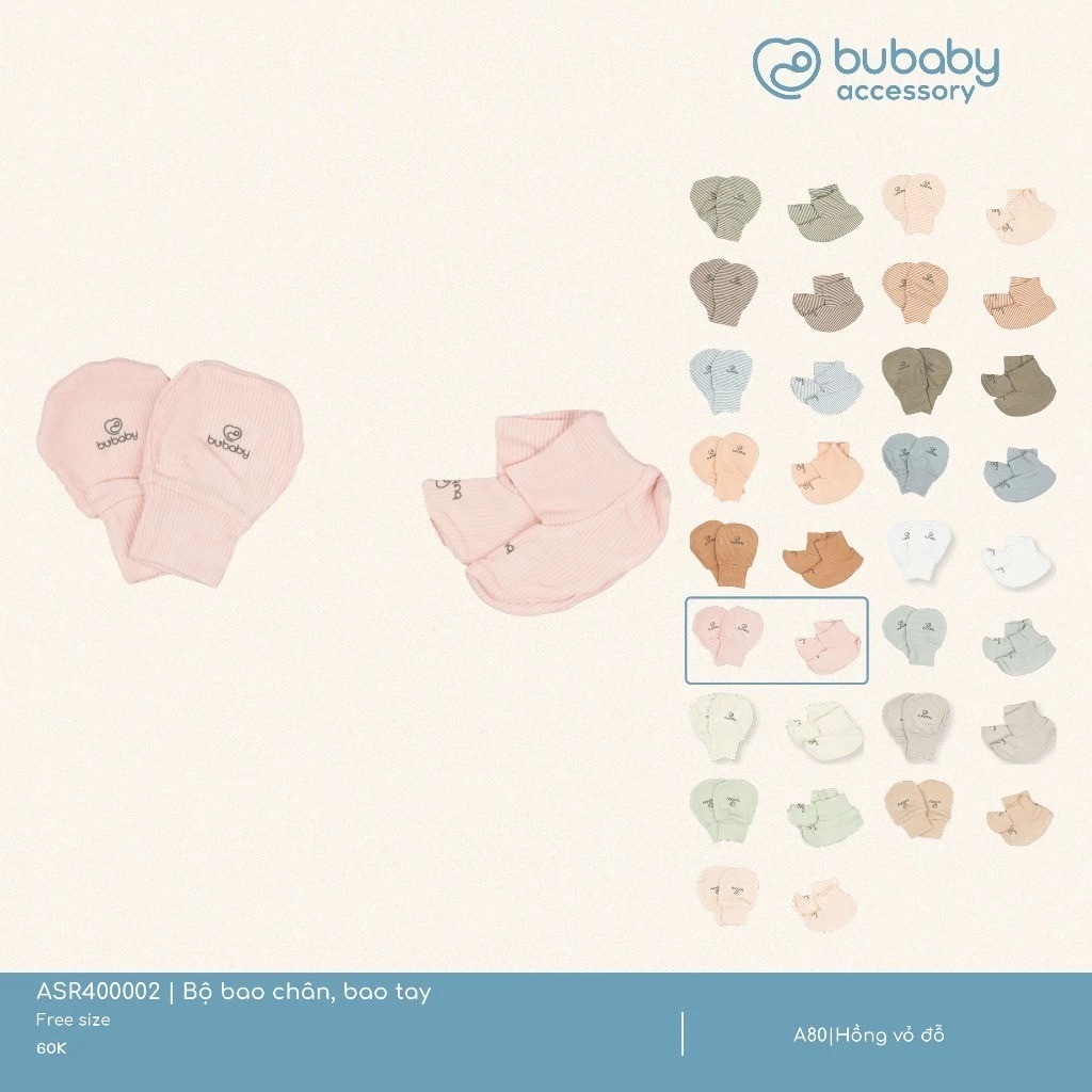 (Freesize) Bộ bao chân, bao tay Siro ASR400002 | Phụ kiện BU Baby chính hãng