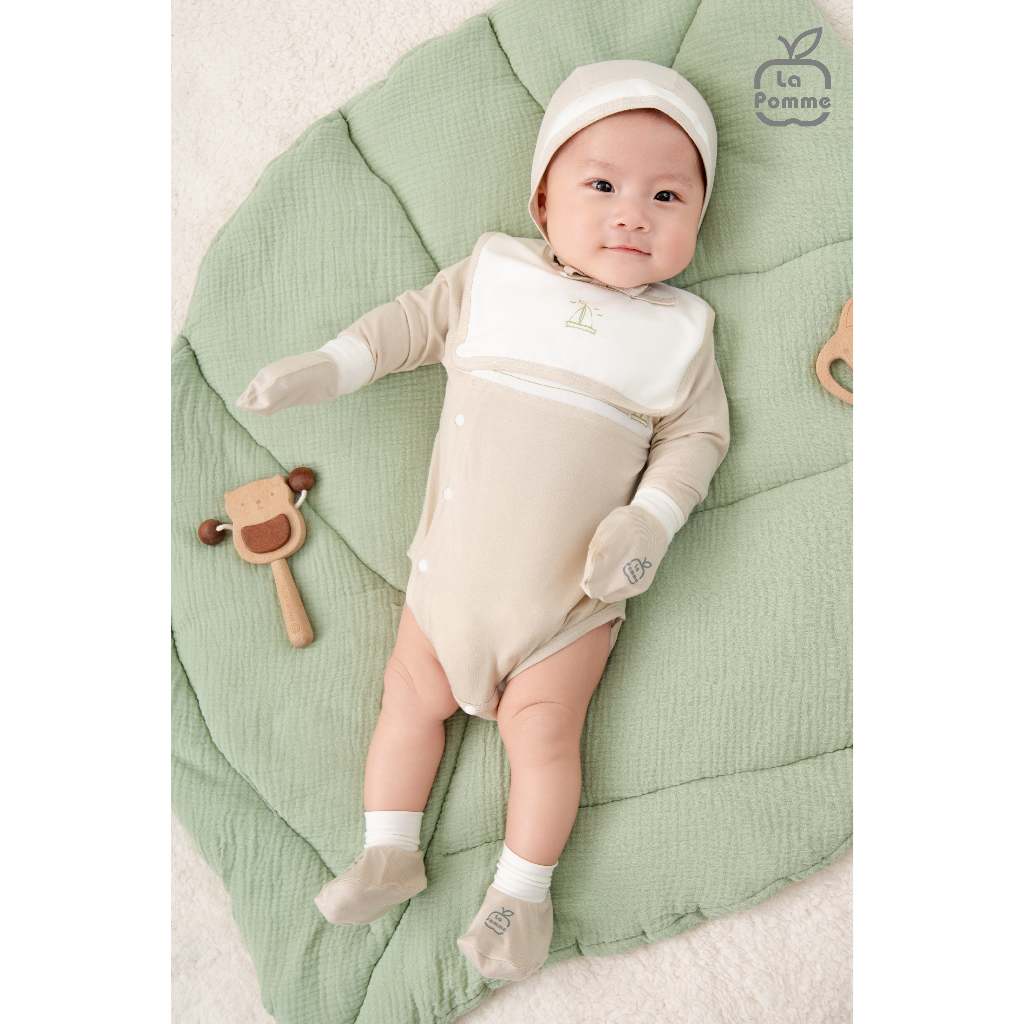 LaPom Bodychip dài tay La Pomme phối cổ ngọt ngào - Đồ sơ sinh cho bé - Đồ sơ sinh bé trai - Baby - Đồ sơ sinh bé gái