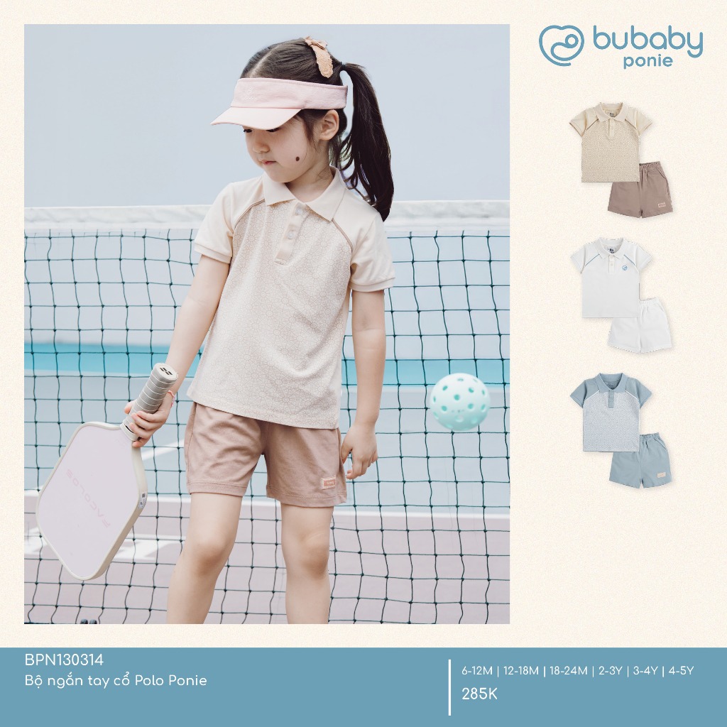 (6M-5Y) Bộ quần áo ngắn tay cổ Polo cho bé chất liệu sợi tre và bông hữu cơ - Quần áo Bu baby Ponie BPN130308