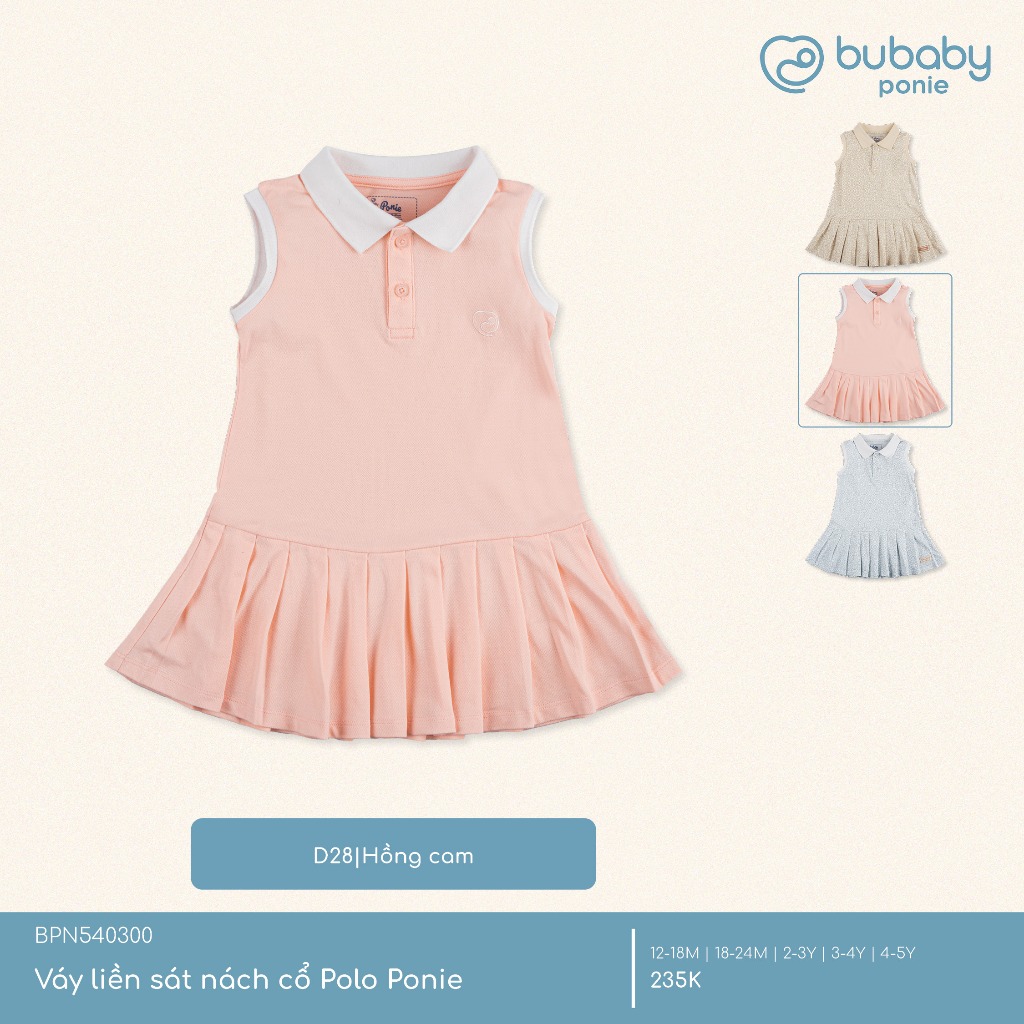 (1Y-5Y) Váy ngắn tay bèo gấu, váy liền sát nách cổ Polo BU Baby Ponie BPN53BG00 BPN540300 | Váy Bubaby chính hãng
