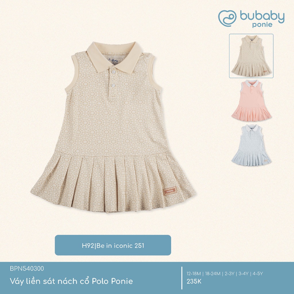 (1Y-5Y) Váy ngắn tay bèo gấu, váy liền sát nách cổ Polo BU Baby Ponie BPN53BG00 BPN540300 | Váy Bubaby chính hãng