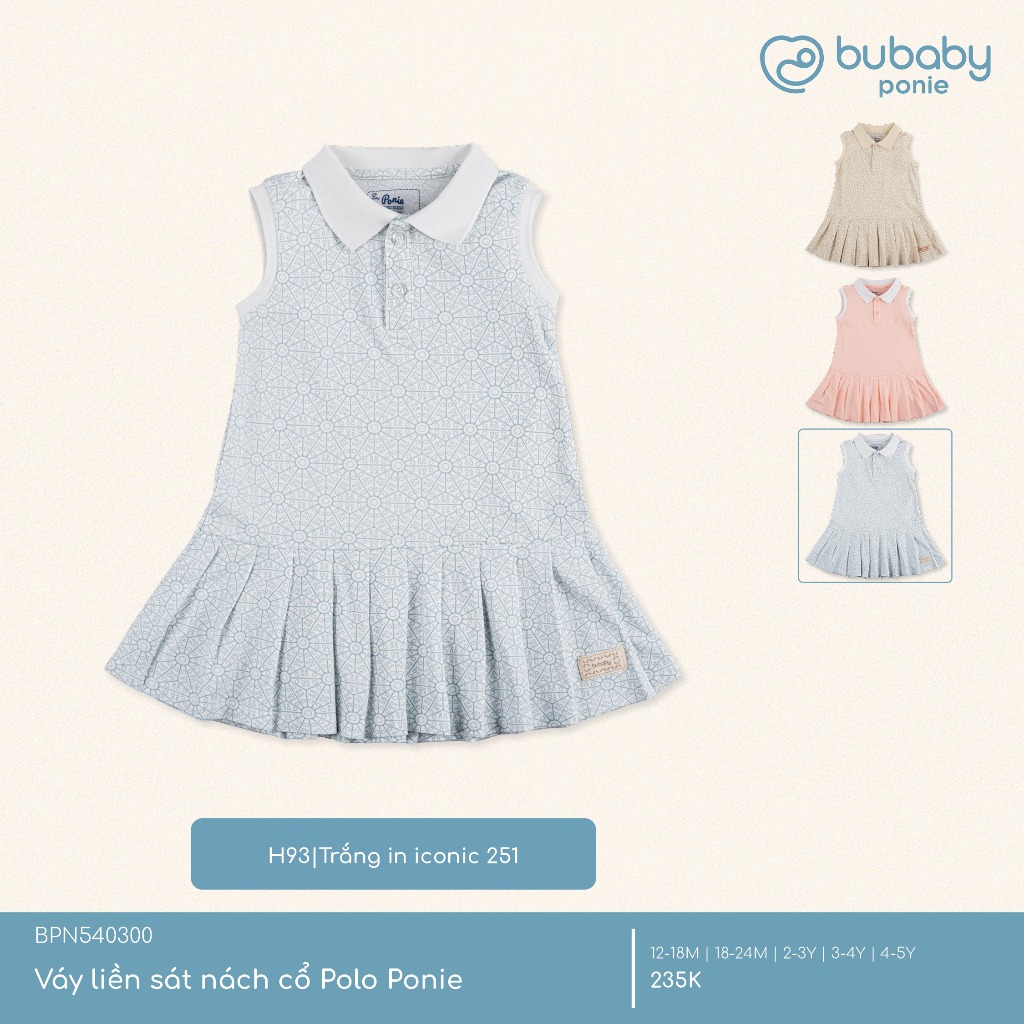 (1Y-5Y) Váy ngắn tay bèo gấu, váy liền sát nách cổ Polo BU Baby Ponie BPN53BG00 BPN540300 | Váy Bubaby chính hãng