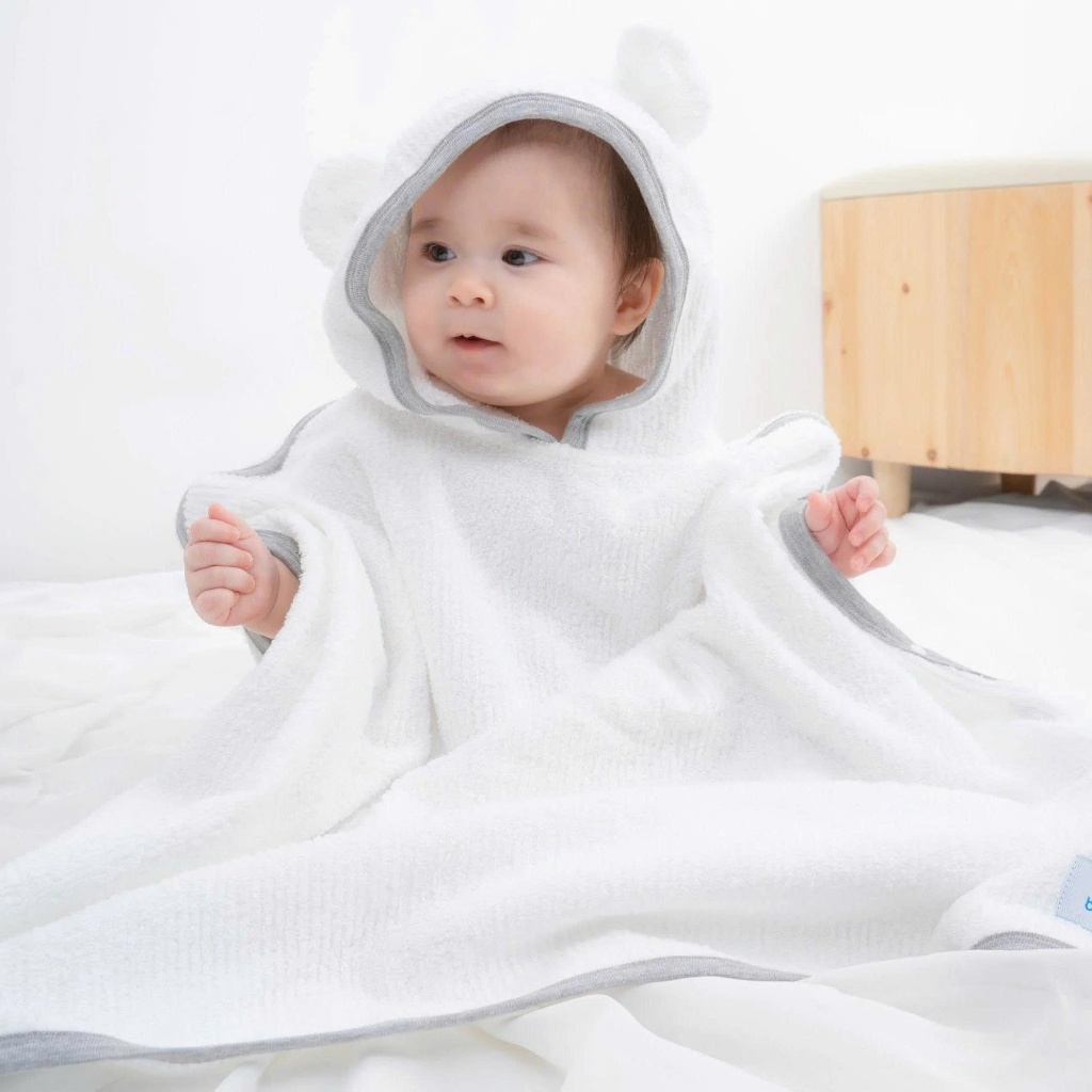 Khăn choàng tắm chui đầu Terry cho bé cotton hữu cơ Bubaby ATR060400 ATR060401 | Phụ kiện BU Baby Chính hãng