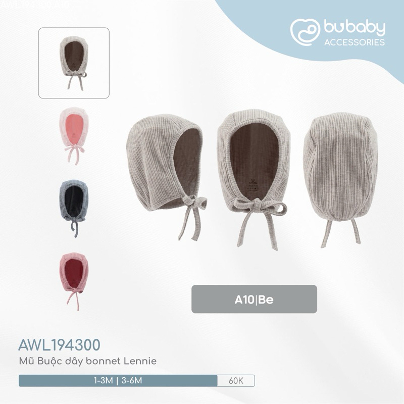 (1-6M) Mũ Buộc dây bonnet Lennie - AWL194300 Phụ kiện BU Baby chính hãng