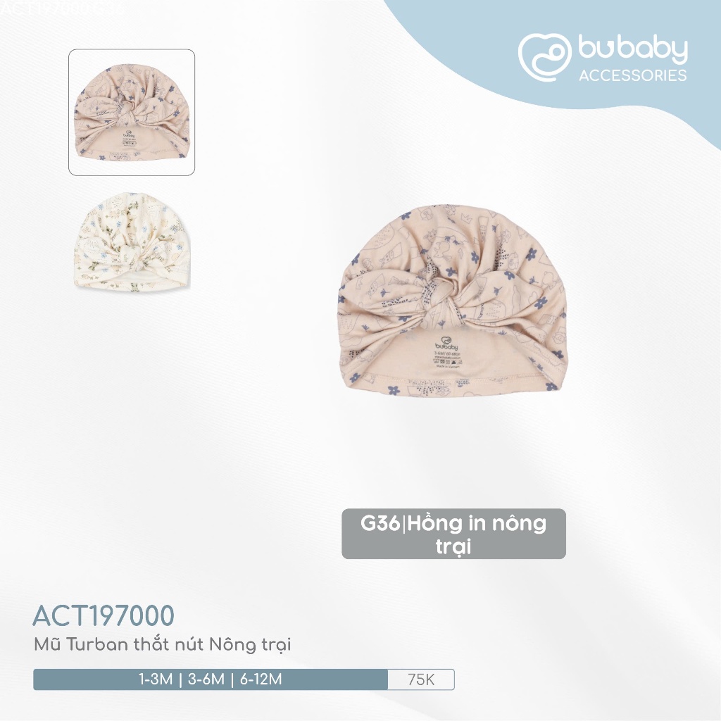 (1-12M) Mũ Turban thắt nút Nông trại ACT197000 cho bé gái từ 1M đến 12M - Phụ kiện BU chính hãng