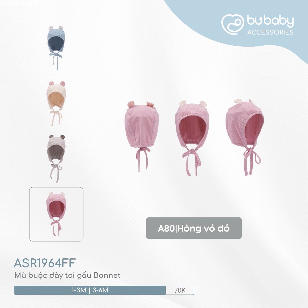 Mũ buộc dây tai thỏ Siro sơ sinh cho bé gái mềm mại, dễ thương - BU Siro ASR194321 | Phụ kiện BuBaby chính hãng