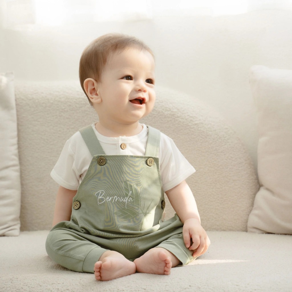 (3M-18M) Quần yếm đùi 2 dây Muda BU Baby - Kyomi BBC4352MD Quần áo Bubaby Chính Hãng