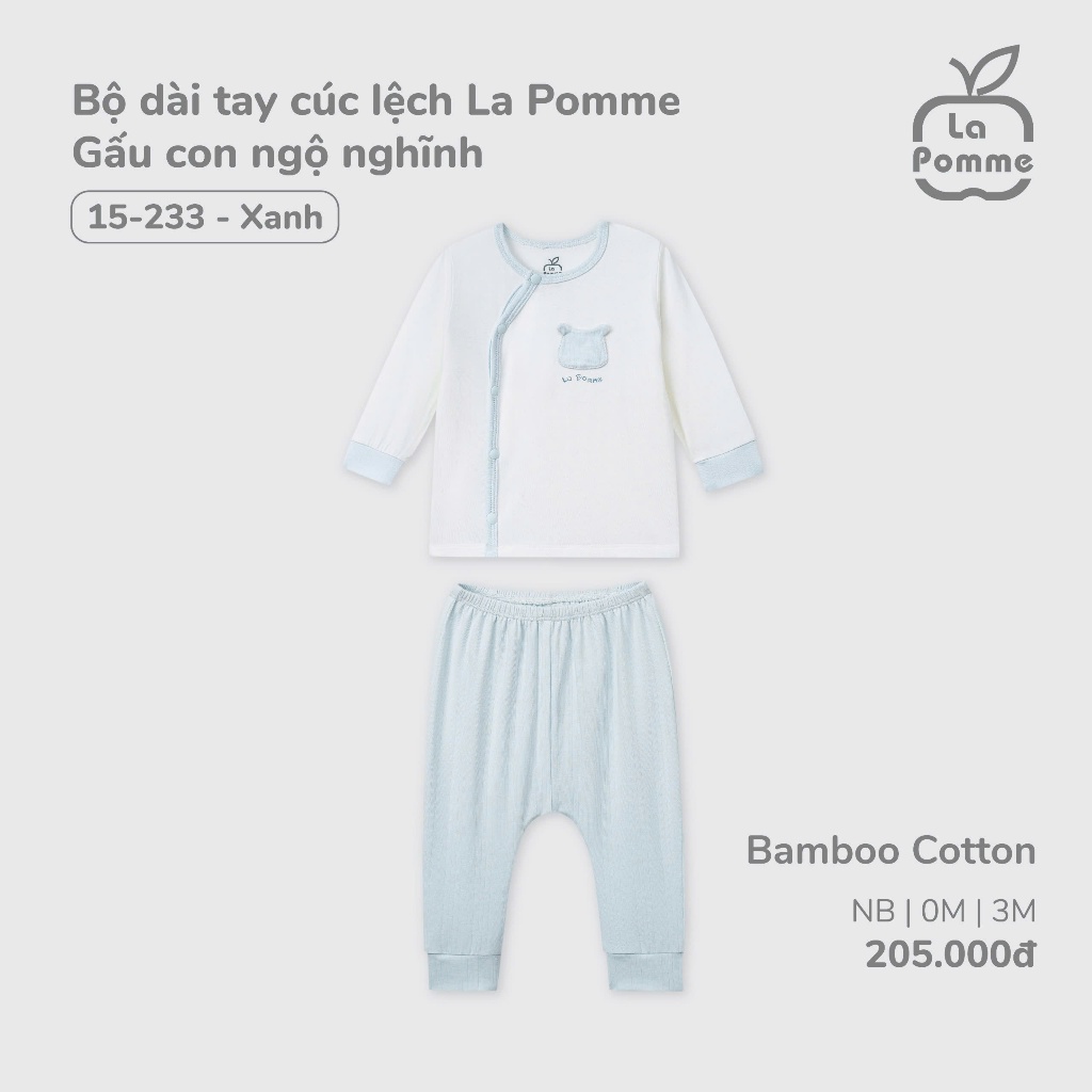 LaPom Bộ Dài Tay Cúc Lệch La Pomme Gấu Con Ngộ Nghĩnh - Đồ sơ sinh cho bé - Đồ sơ sinh bé trai bé gái