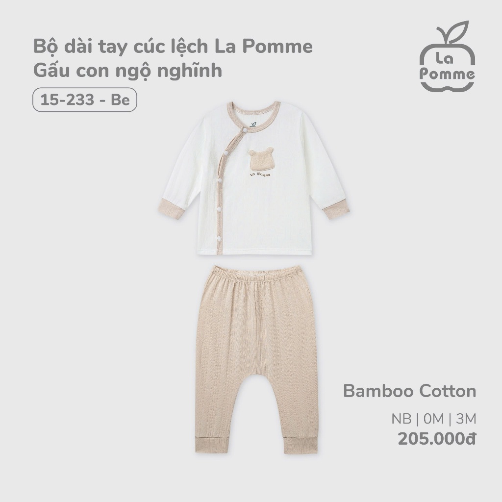 LaPom Bộ Dài Tay Cúc Lệch La Pomme Gấu Con Ngộ Nghĩnh - Đồ sơ sinh cho bé - Đồ sơ sinh bé trai bé gái