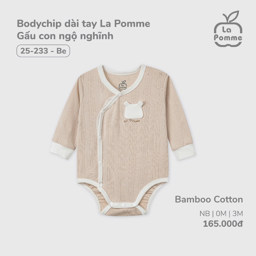 LaPom Bodychip Dài Tay La Pomme Gấu Con Ngộ Nghĩnh Cho Bé Yêu - Đồ sơ sinh cho bé - Đồ sơ sinh bé trai bé gái