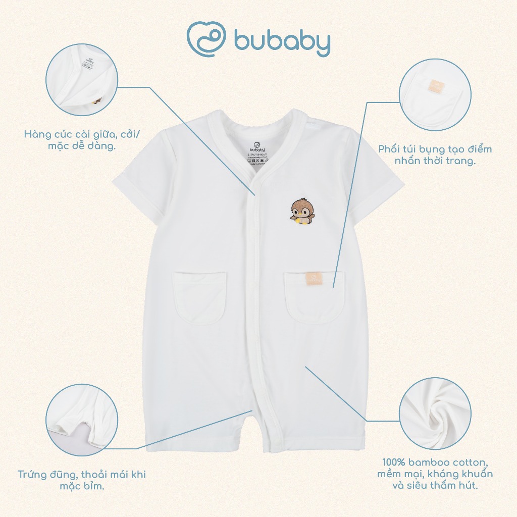 (1M-12M) Body đùi ngắn tay cài chéo, cài giữa Bambus bé trai bé gái BBB230803 BBB230205 BBB230206 | Quần áo chính hãng