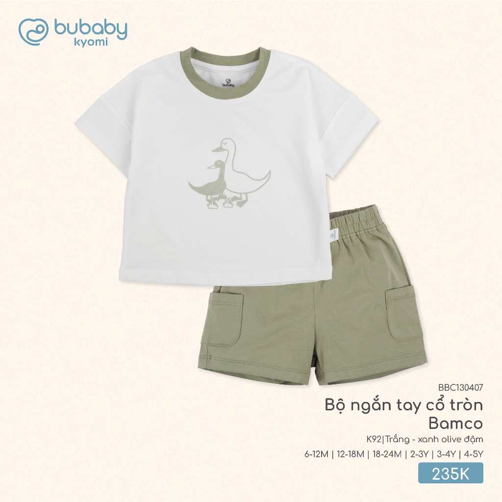 (6M-5Y) Bộ ngắn tay cổ tròn Bubaby Bamco - BBC130409 BBC130407 | Quần áo BU Baby chính hãng