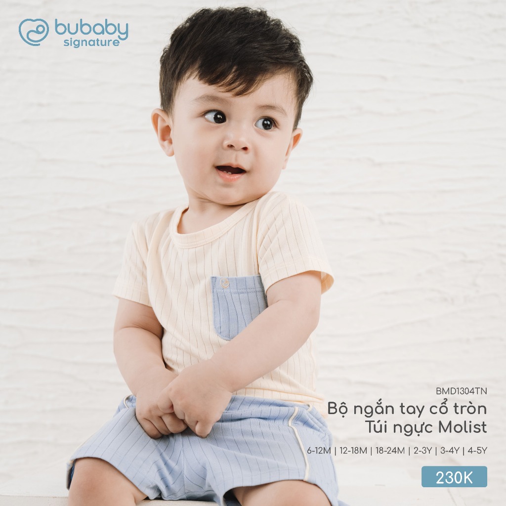 (6M-5Y) Bộ ngắn tay raglan cổ tròn BU Baby Molist - BMD130400 BMD1304TN | Quần áo Bubaby Chính hãng