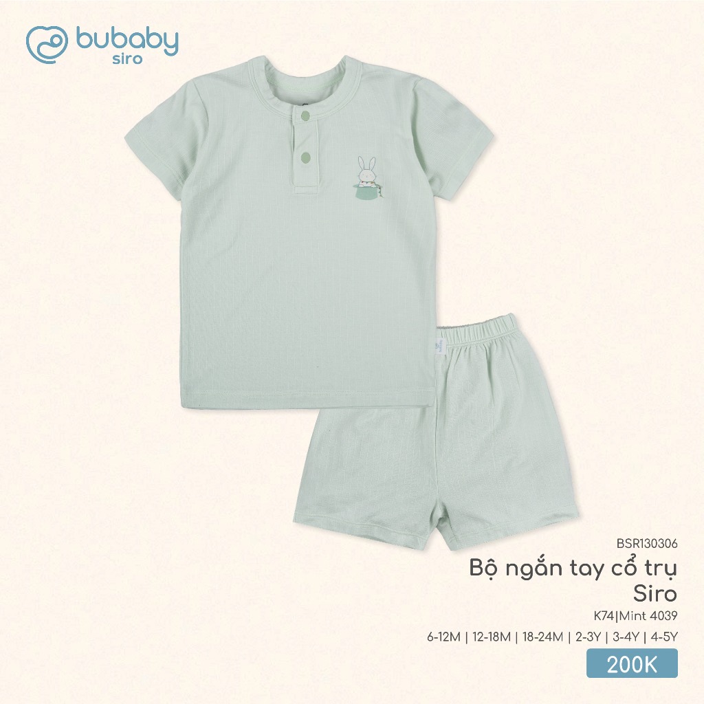 (6M-5Y) Bộ quần áo ngắn tay cổ trụ bé trai bé gái Bubaby Siro - BSR130305 BSR130306 | Quần áo BU Baby chính hãng