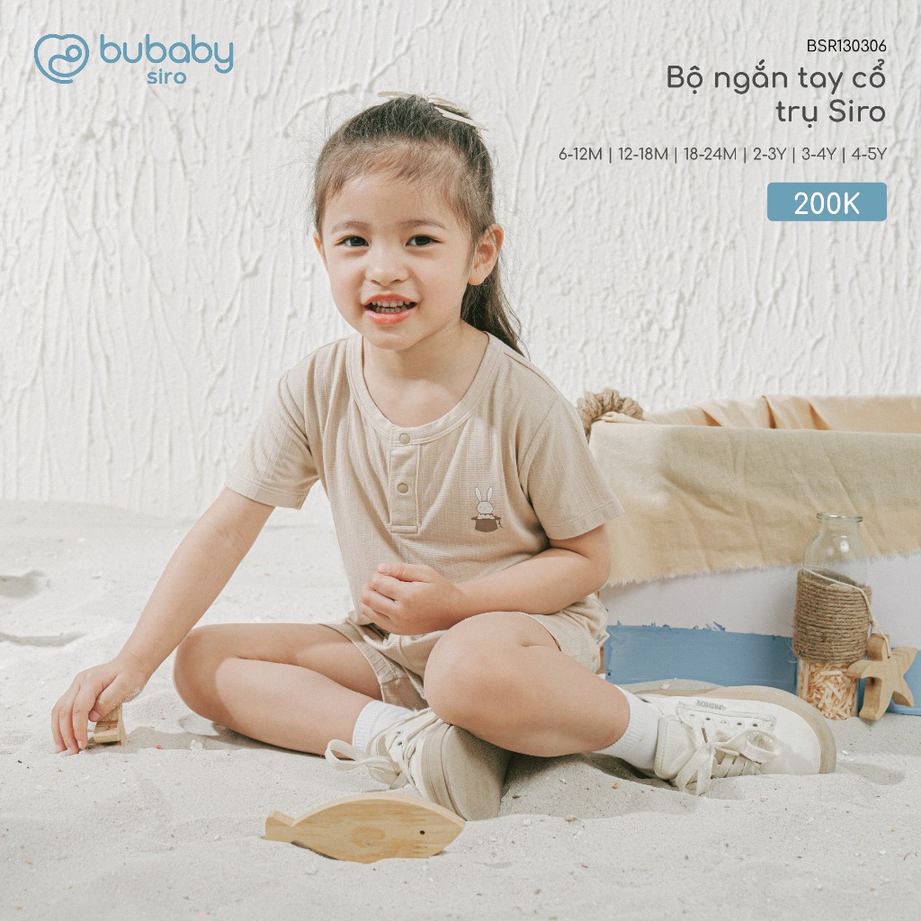 (6M-5Y) Bộ quần áo ngắn tay cổ trụ bé trai bé gái Bubaby Siro - BSR130305 BSR130306 | Quần áo BU Baby chính hãng
