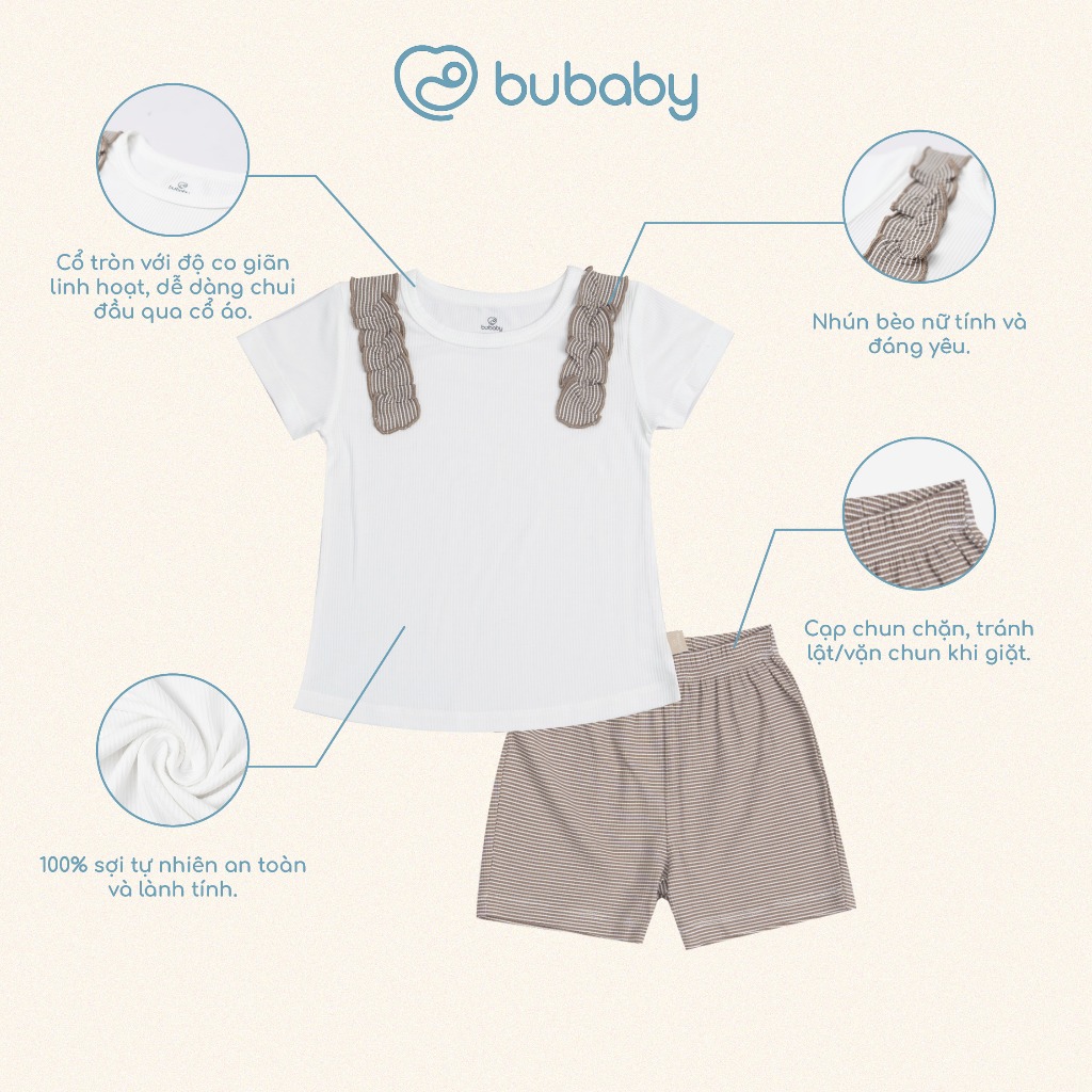 (6M-5Y) Bộ ngắn tay cổ tròn Bubaby Siro - BSR130404 BSR130403 | Quần áo BU Baby chính hãng