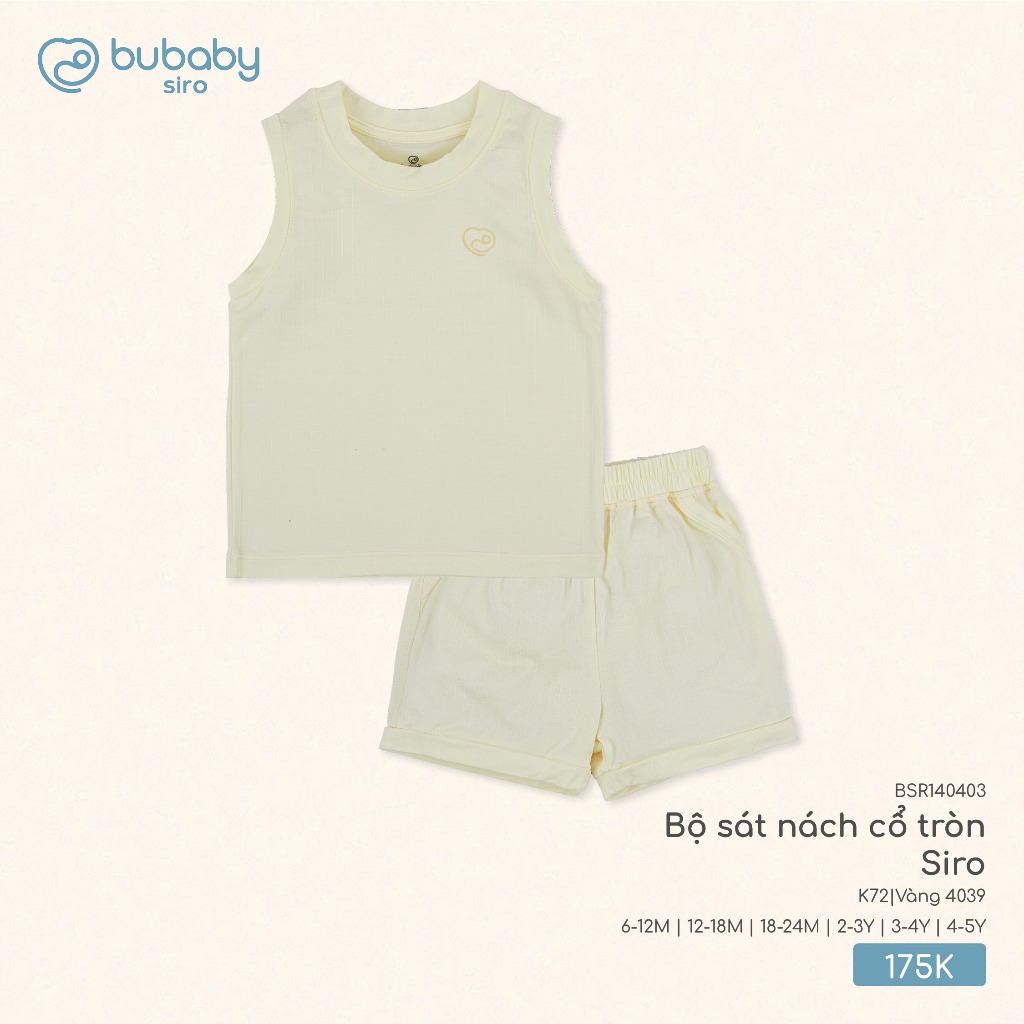 (6M-5Y) Bộ sát nách cổ tròn Bubaby cho bé trai bé gái Siro BSR140402 BSR140403 | Quần áo BU Baby chính hãng