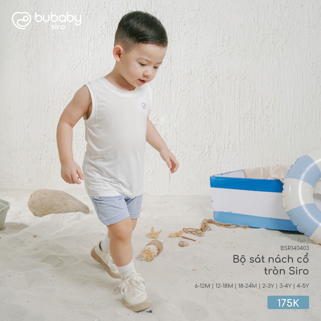 (6M-5Y) Bộ sát nách cổ tròn Bubaby cho bé trai bé gái Siro BSR140402 BSR140403 | Quần áo BU Baby chính hãng