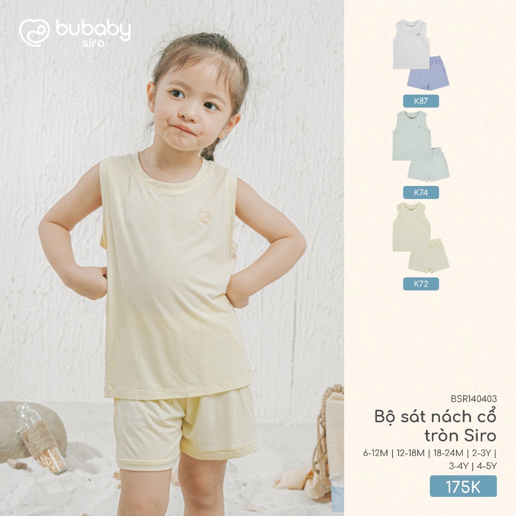 (6M-5Y) Bộ sát nách cổ tròn Bubaby cho bé trai bé gái Siro BSR140402 BSR140403 | Quần áo BU Baby chính hãng