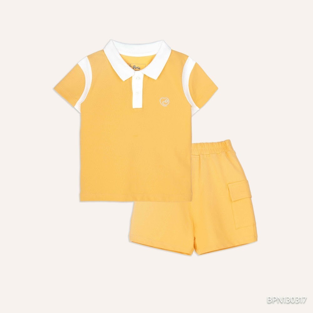 (6M-5Y) Bộ quần áo ngắn tay cổ Polo cho bé chất liệu sợi tre và bông hữu cơ - Quần áo Bu baby Ponie BPN130308