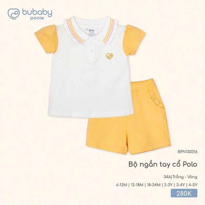 BU Baby (6M-5Y) Bộ quần áo ngắn tay cổ Polo cho bé BU Ponie BPN130308 | Quần áo Bubaby chính hãng