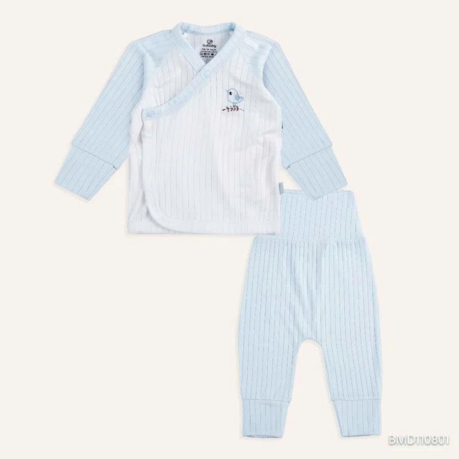 (NB-3M) Bộ dài tay cài chéo bao tay chân lật Bubaby Modal - BMD110800 BMD110801 | Quần áo BU Baby chính hãng